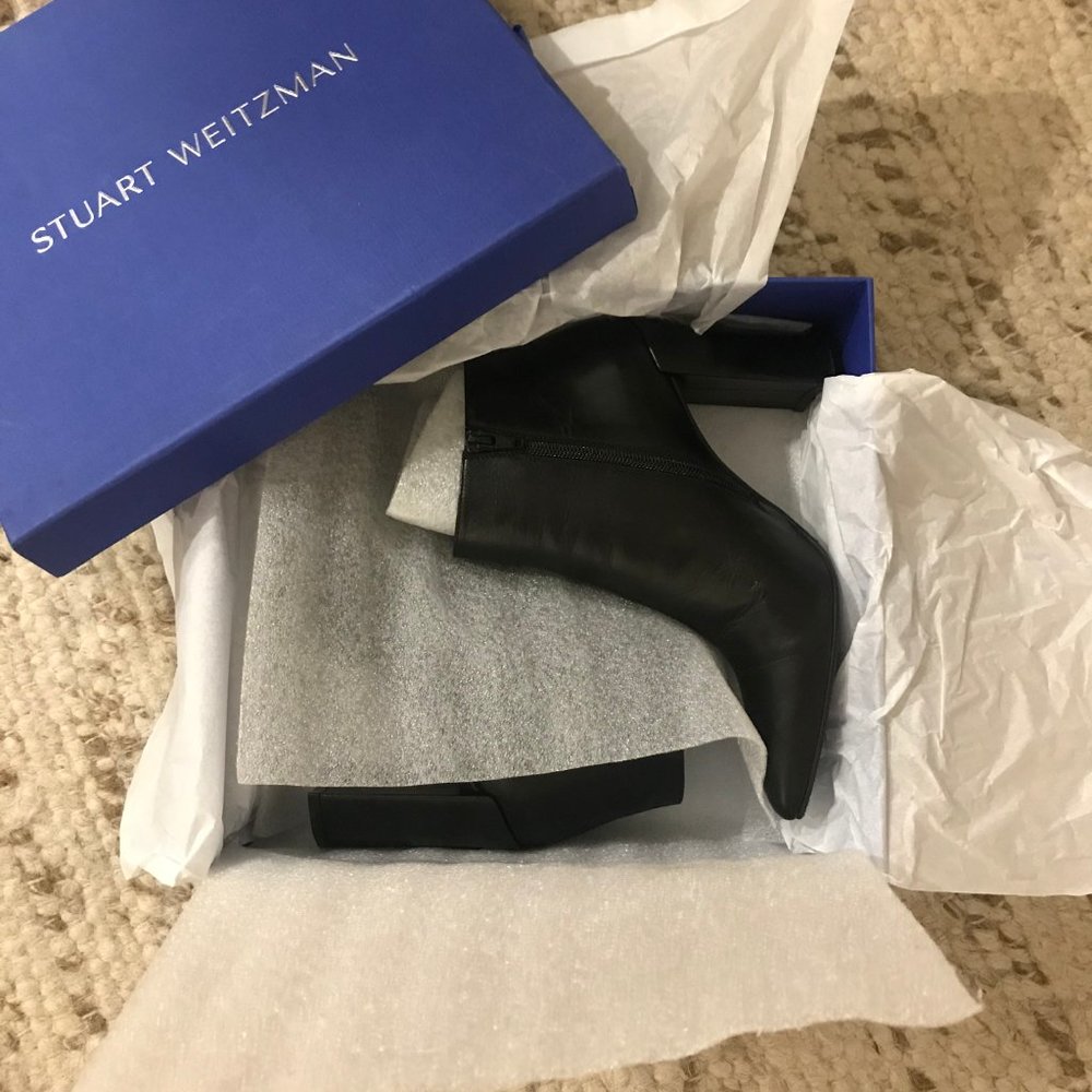 Stuart Weizman Pure Pointy Toe Bootie Black Size 8 - image 1